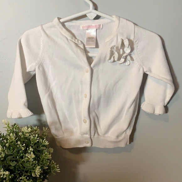 Janie and Jack Cardigan Ruffle Sleeves Floral Appliqué - Picture 1 of 3